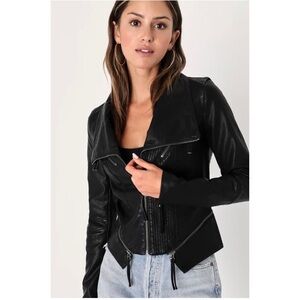 Lulu's Black Faux Leather Asymmetrical Moto Jacket